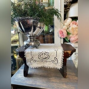 vintage Primitive Wood Footstool Rustic Bench French Country Cottage